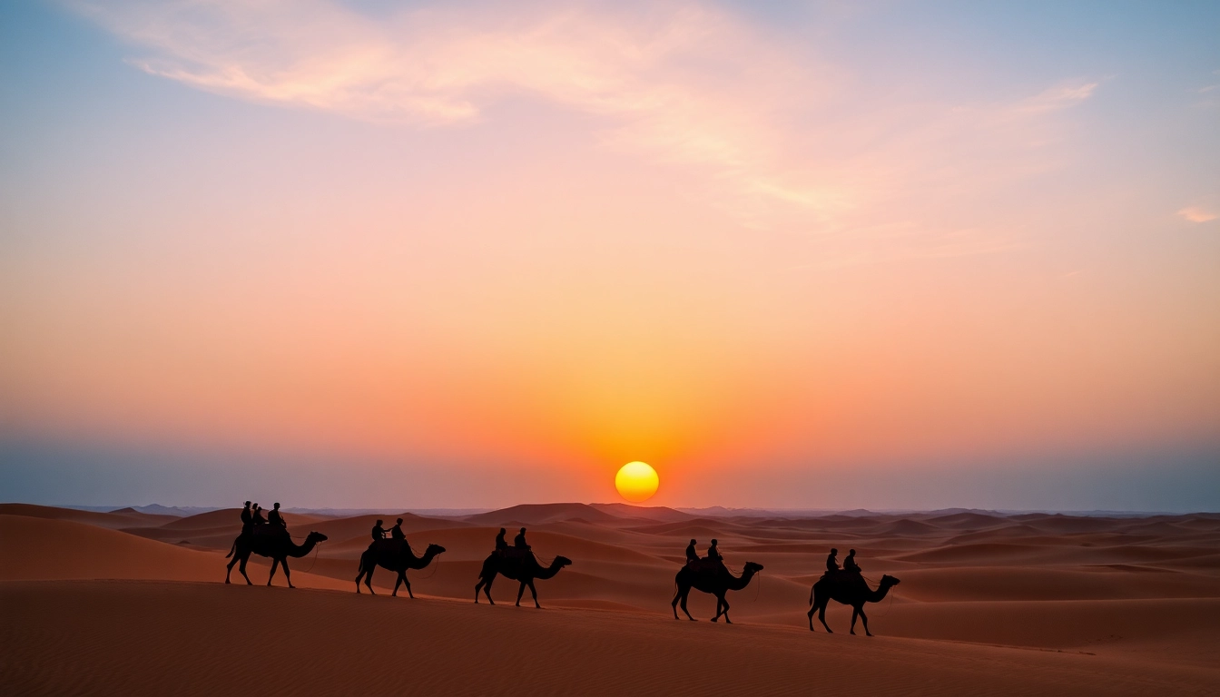 Embark on the scenic Fes to Marrakech desert tour with camel rides across golden dunes at sunset, showcasing the Moroccan Sahara's beauty for an unforgettable experience.