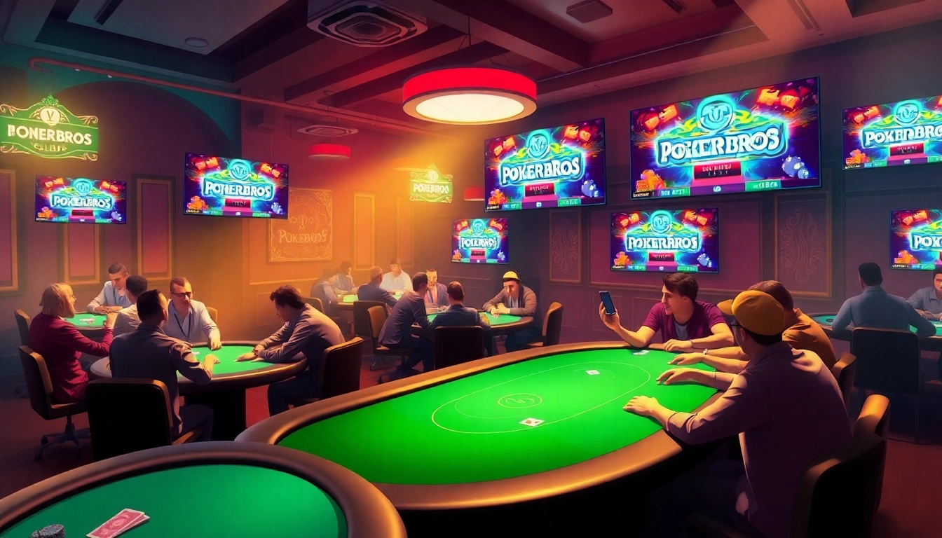 Best pokerbros clubs with active players in a lively online poker environment emphasizing community and game variety.