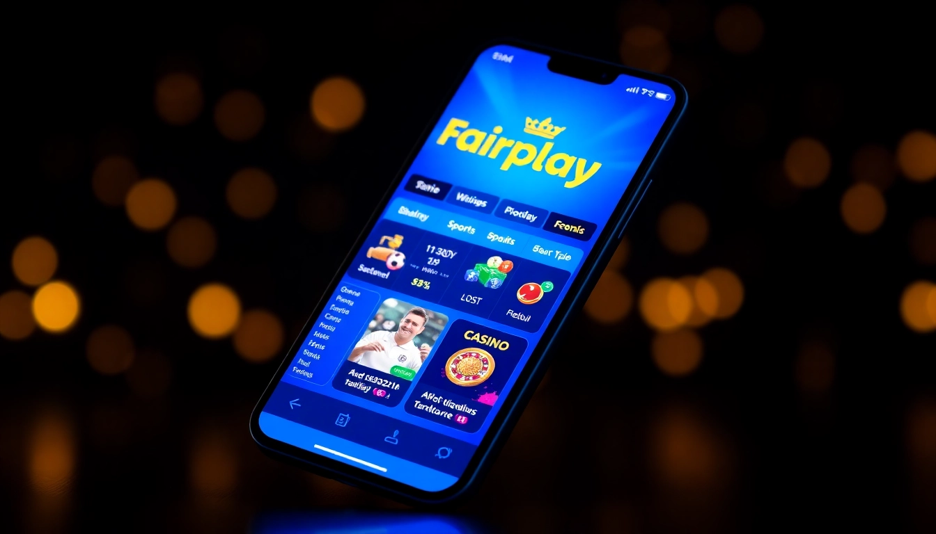 Fairplay online betting platform with sports and casino games on a mobile device, emphasizing trust and innovation for Indian users