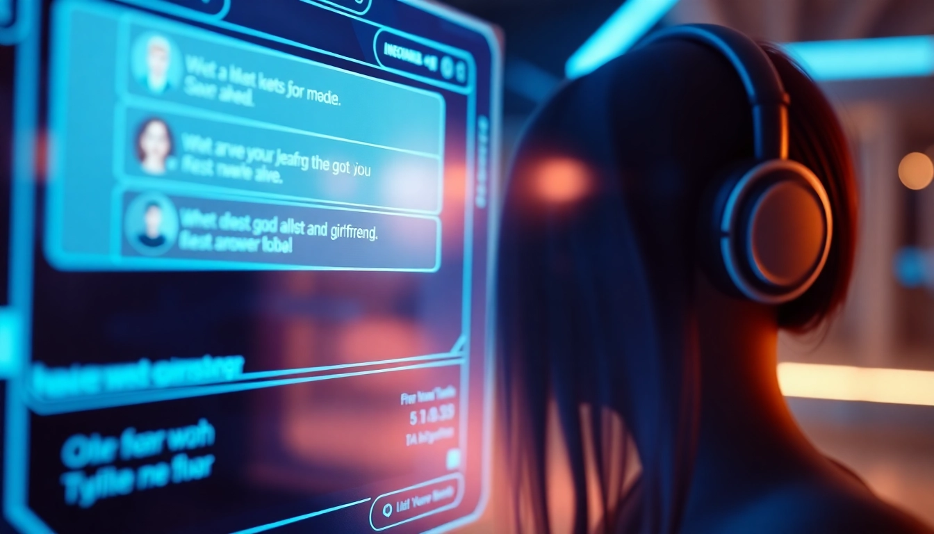 Engage with an AI girlfriend chat through a sleek digital interface, showcasing personalized virtual companionship.