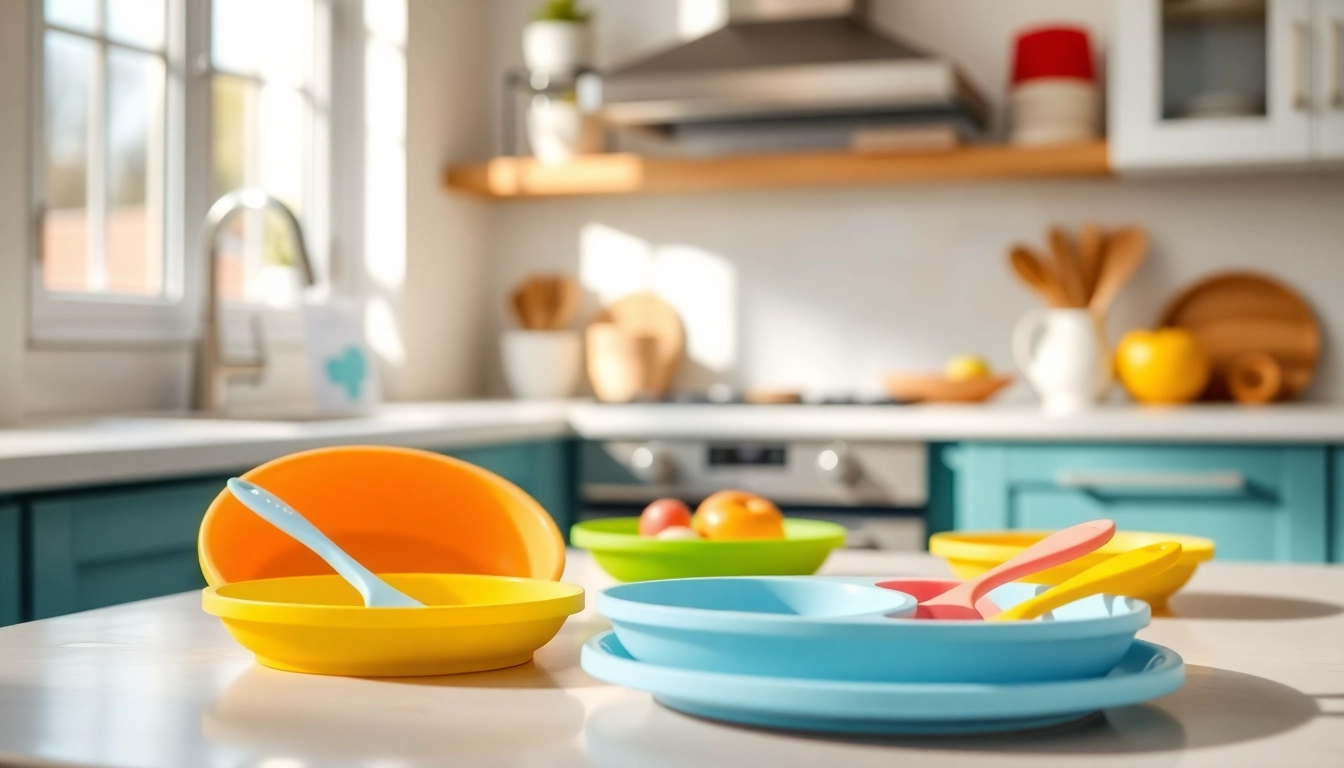 Showcase of safe set pappa silicone alimentare sicuro per bambini with colorful silicone plates