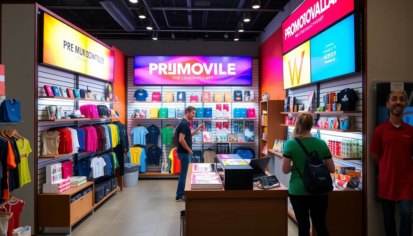 Engaging image of promotional products in Louisville displayed in a bright retail setting to