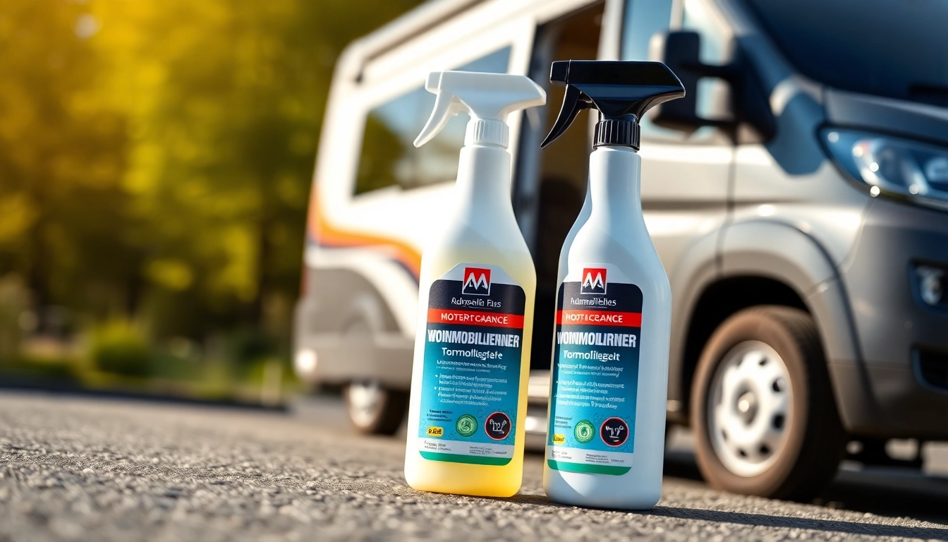 Effective Wohnmobilreiniger being applied on a shiny campervan exterior for deep cleaning and